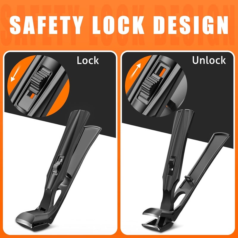 DRMODE Toenail Clippers for Seniors Thick Toenails, Upgrade Angled Head Large Toe Nail Clippers for Men with Wide Jaw Opening, Sharp Heavy Duty Fingernail Clipper Cutter with Catcher Long Handle -Black - Image 5